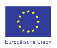 Logo EU, Text \"Europäische Union\" unter der Flagge, mittig ausgerichtet.